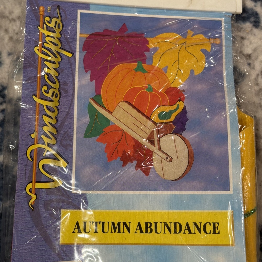 Vtg 1998 Windsculpts Two Sided 33x42 Flag Autumn Abundance Nylon Appliqué NOS